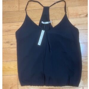 Alice + Olivia Cami Top Sleeveless Blouse Racerback Black Casual‎ Large